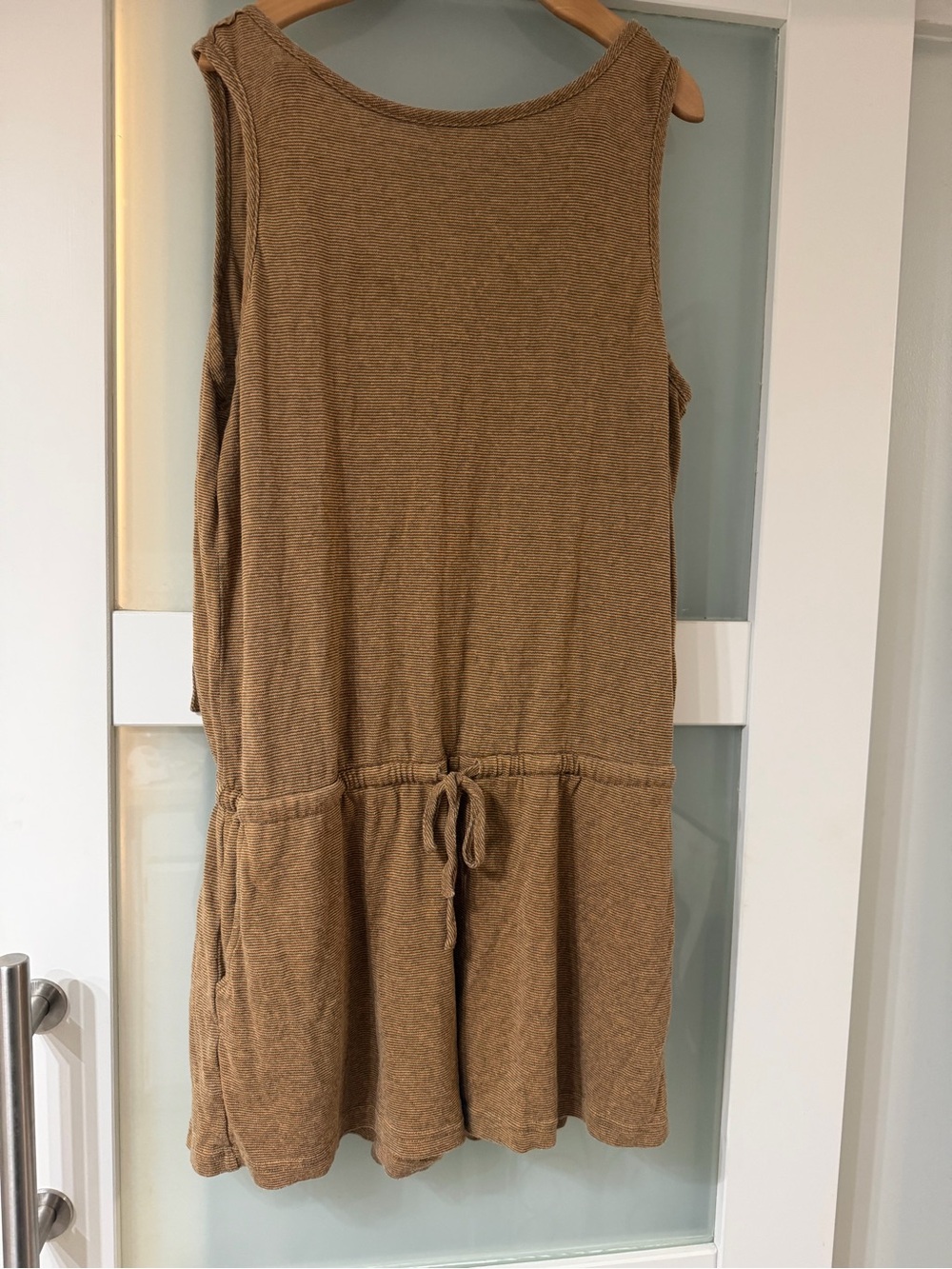 Prana Sleeveless Drawstring Romper in Camel Brown